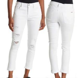 Hudson Natalie Midrise Slim Boyfriend Crop Distressed White Jeans Size 23 - NWT